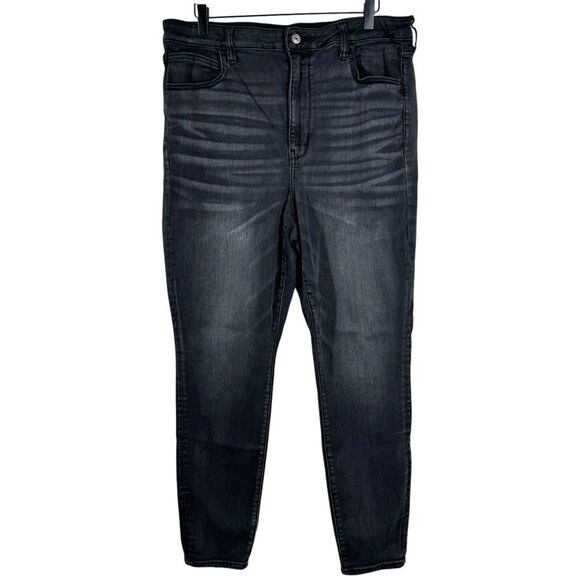 American Eagle Next Level Stretch Highest Rise Jegging Jeans Black Zipper 18 - Picture 1 of 8